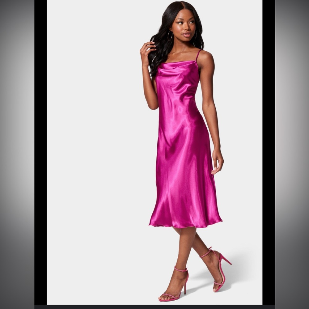 Bebe Hot Pink Slip Dress Sz S